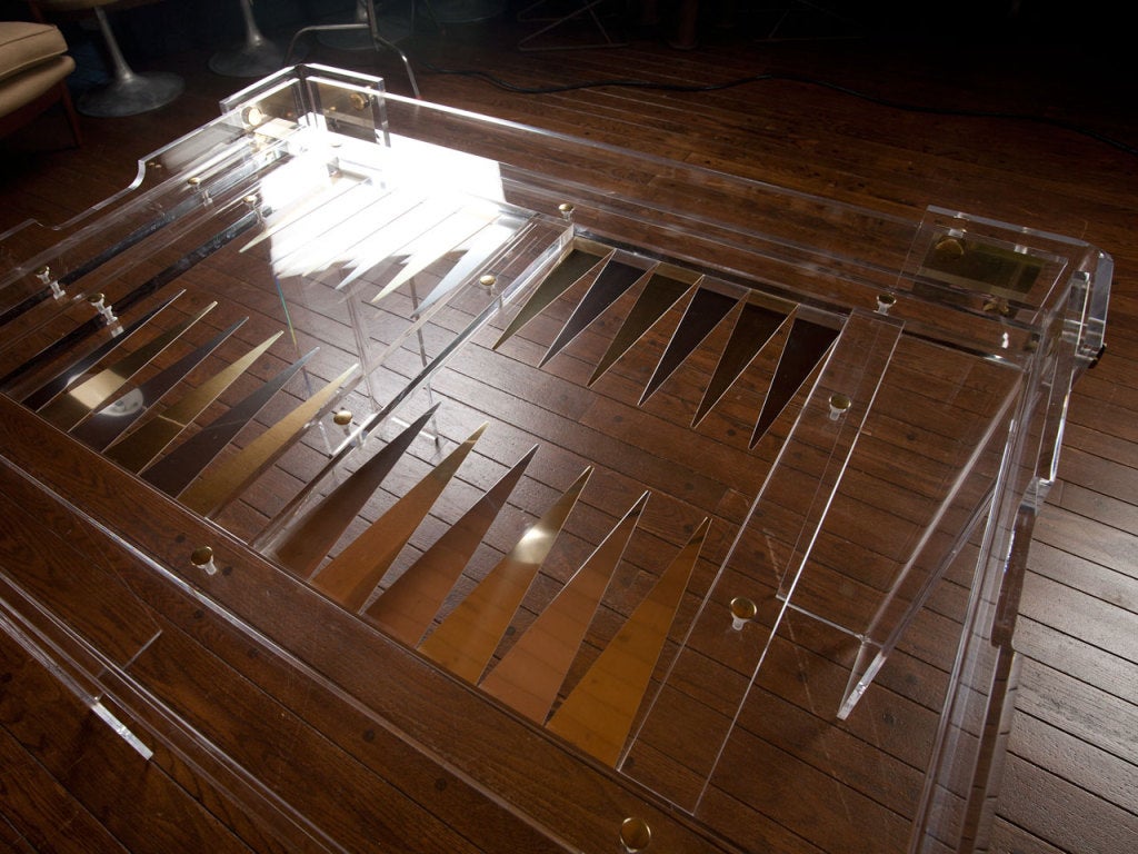 Lucite Backgammon table by Charles Hollis Jones 2