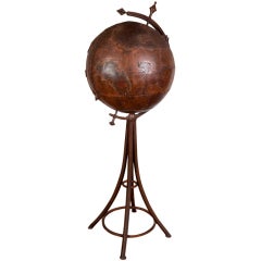 Vintage Torch Cut Iron Globe Sculpture/Bar