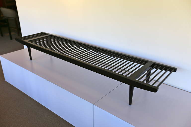 Mid-Century Modern Ebonized Dowel Bench by Milo Baughman for Glenn of California