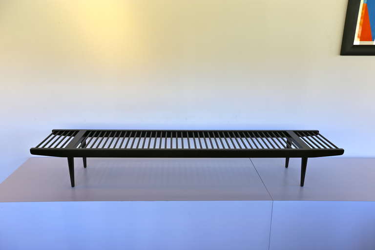 Ebonized long dowel bench / coffee table by Milo Baughman for Glenn of California.