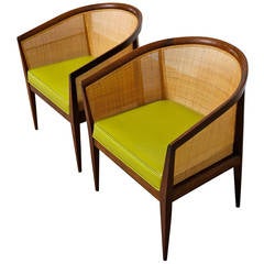 Pair of Caned Back Lounge Chairs by Kipp Stewart for Directional