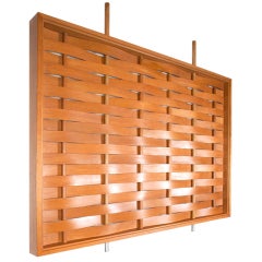 Vintage Monumental Woven Wood Room Divider