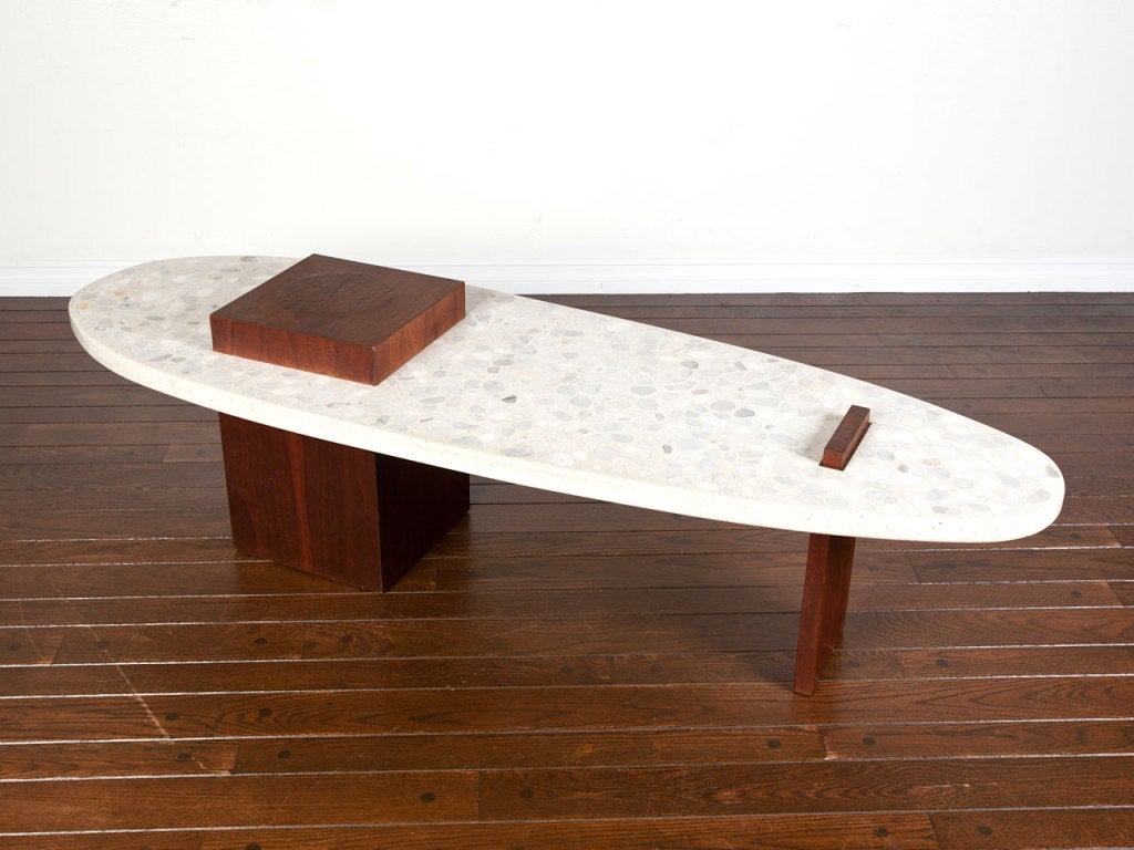 Terrazzo "SURFBOARD" coffee table by Harvey Probber