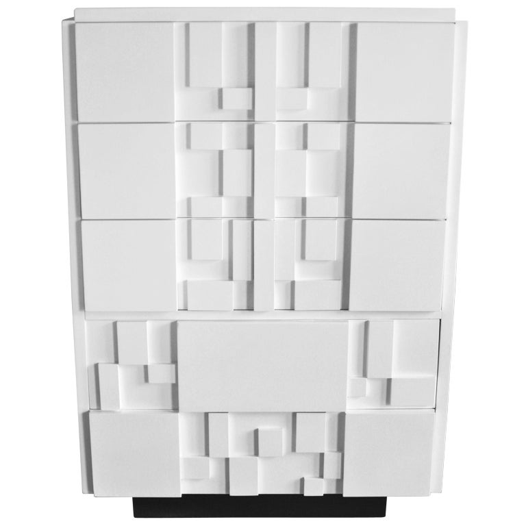 Mosaic Satin White Lacquered Chest by Lane