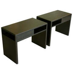 Pair of Leather wrapped side tables by Edward Wormley for Dunbar