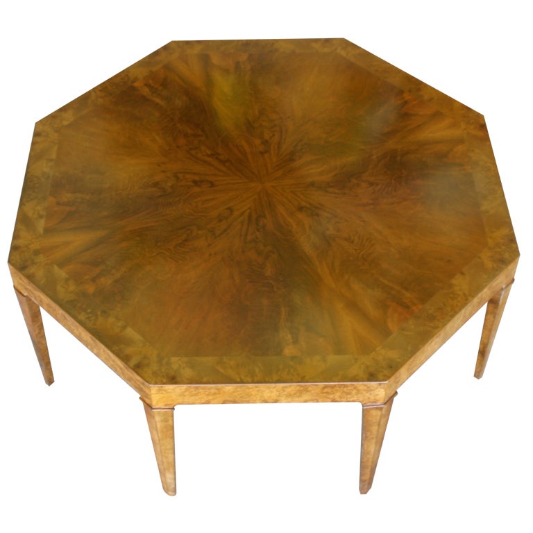 Octagonal Burl Wood Coffee Table By Baker