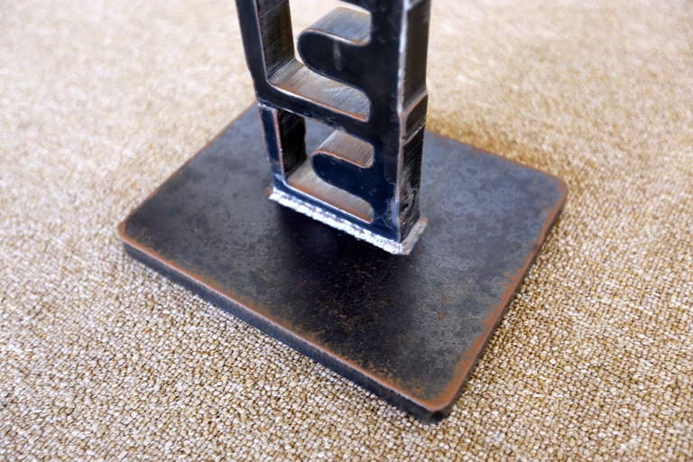 Brutalist Studio Crafted Steel Side Table / Pedestal