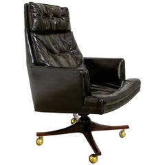Leather Executive Desk Chair by Edward Wormley for Dunbar
