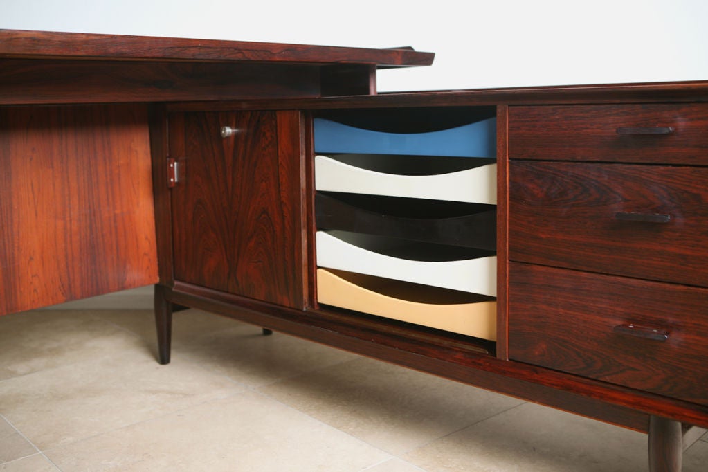 Rosewood desk and return by Arne Vodder for Sibast furniture co. Denmark.  desk measures 70 1/4