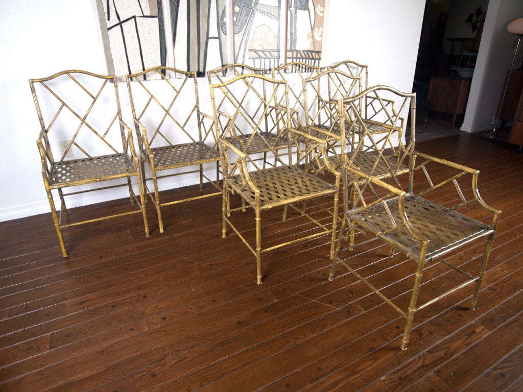 Set of eight faux bamboo dining chairs