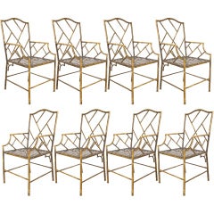 Set of eight faux bamboo dining chairs