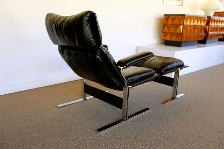 Late 20th Century Leather Lounge Chair & Ottoman by Kipp Stewart