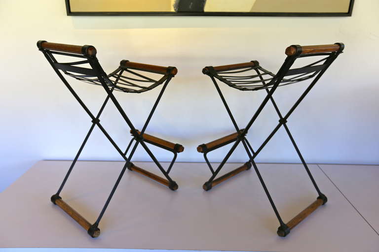 Late 20th Century Pair of Iron Barstools by Cleo Baldon