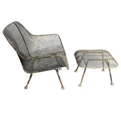 " Sculptura " Iron Lounge Chair And Ottoman By Russell Woodard