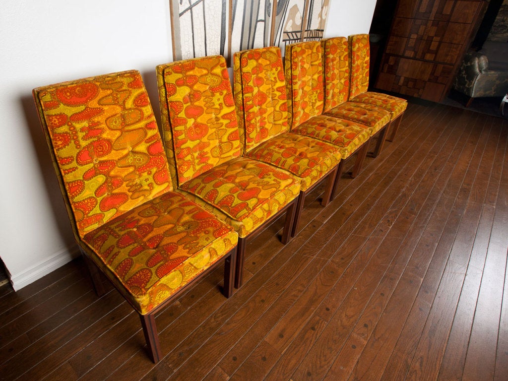 American 6 dining chairs by Robert Baron w/ original  Jack Larsen fabric