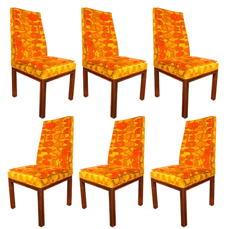 6 dining chairs by Robert Baron w/ original  Jack Larsen fabric