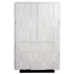Vintage Mosaic satin white lacquered chest by Lane