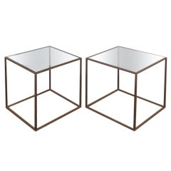 Pair of brass cube tables