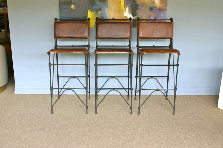 Mid-Century Modern Set of Three Barstools by Ilana Goor, 1980s