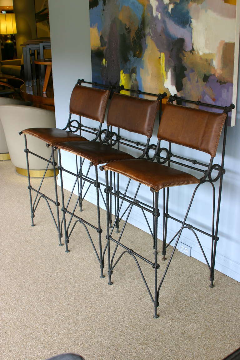 Set of Three Barstools by Ilana Goor, 1980s In Excellent Condition In Costa Mesa, CA