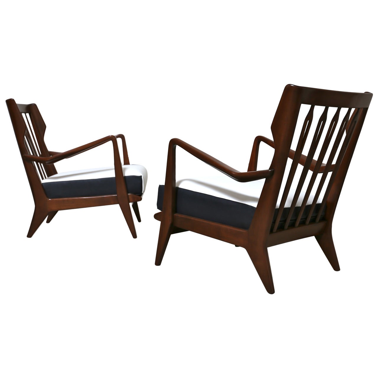 Pair of Lounge Chairs by Gio Ponti Model No. 516, circa 1955