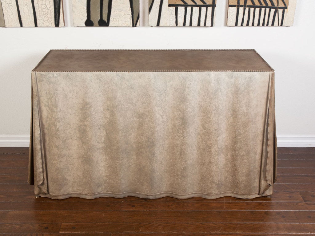Steel drape console table in the style of John Dickinson.