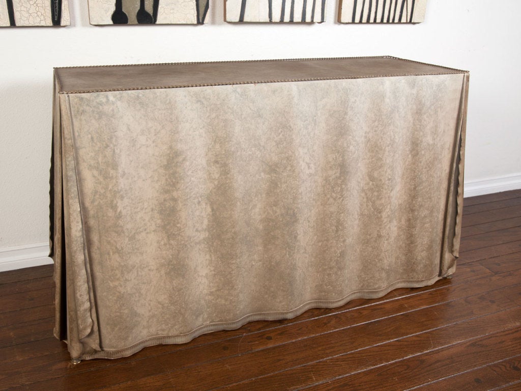 American Steel drape console table in the style of John Dickinson