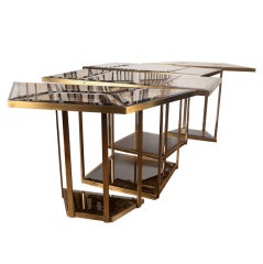 Italian brass and smoked glass dining table