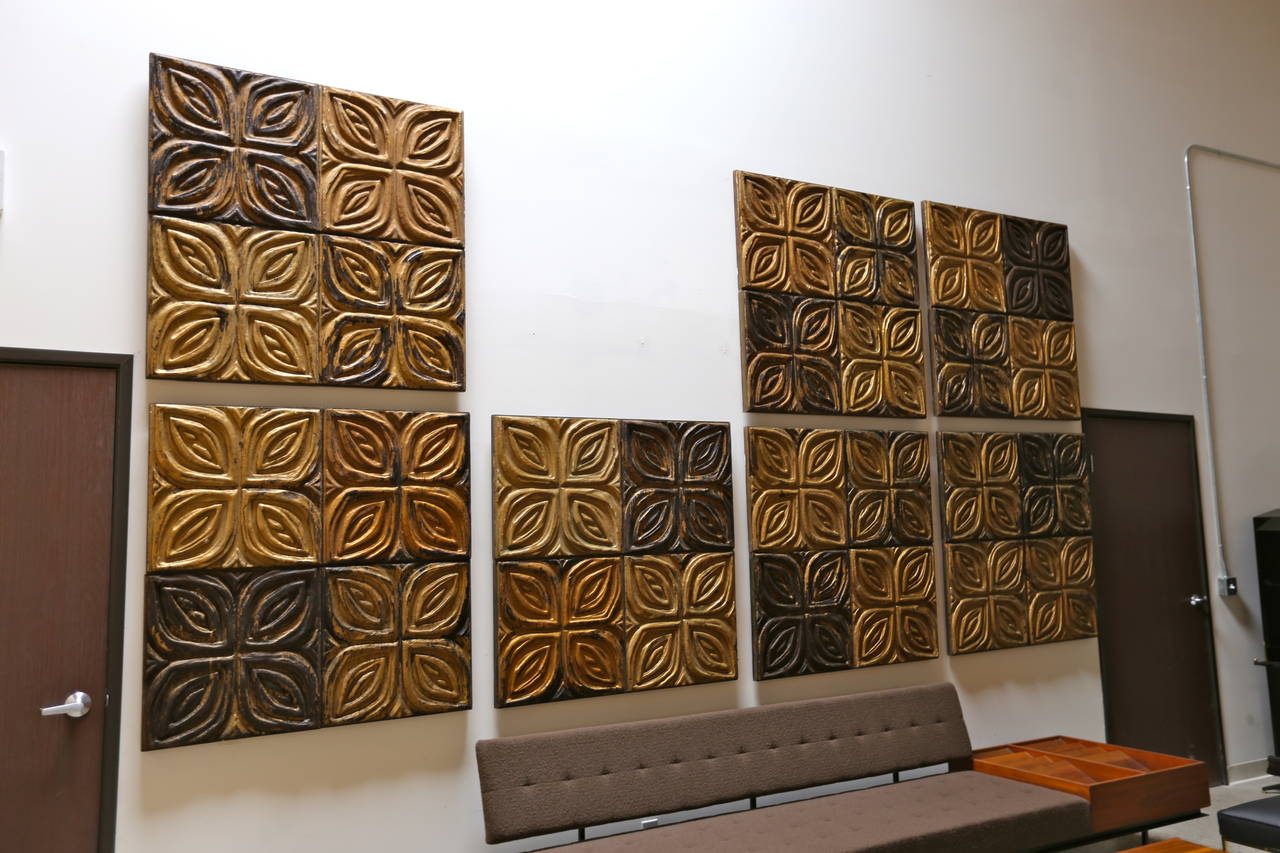 Mid-Century Modern Carved Redwood Wall Panels by Evelyn Ackerman for Panelcarve  MOVING SALE!!!