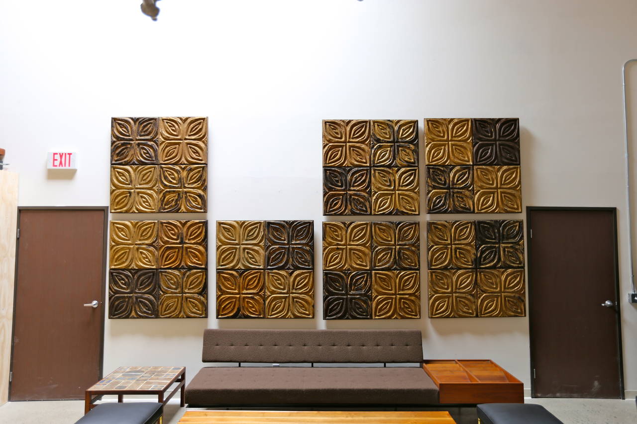 Carved redwood wall panels or sculptures by Evelyn Ackerman for Panelcarve. 