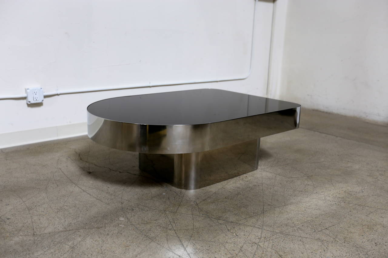 Mid-Century Modern Stainless Steel and Glass Coffee Table, circa 1975