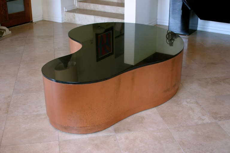Huge Custom biomorphic copper and granite coffee table.  
possibly designed by Steven Chase. 