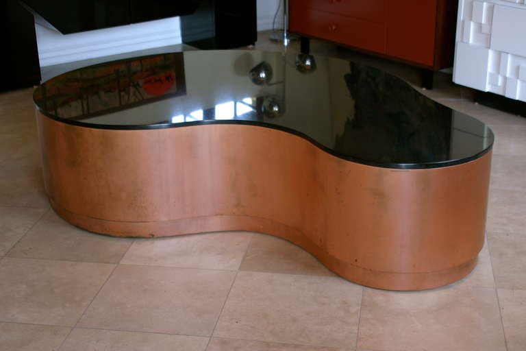 Mid-Century Modern Huge Custom Biomorphic Copper And Granite Coffee Table