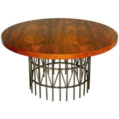 Rosewood & Bronze Foyer Table By Milo Baughman 