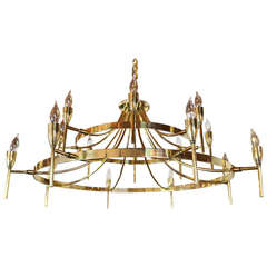 Large Sixteen Candle Brass Chandelier