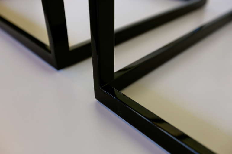 Glass black cube side tables