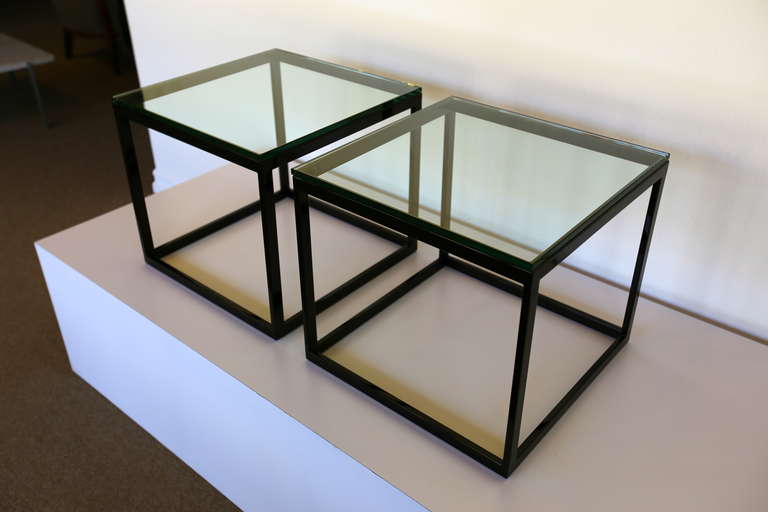 Gloss Black Open Cubed Side Tables.