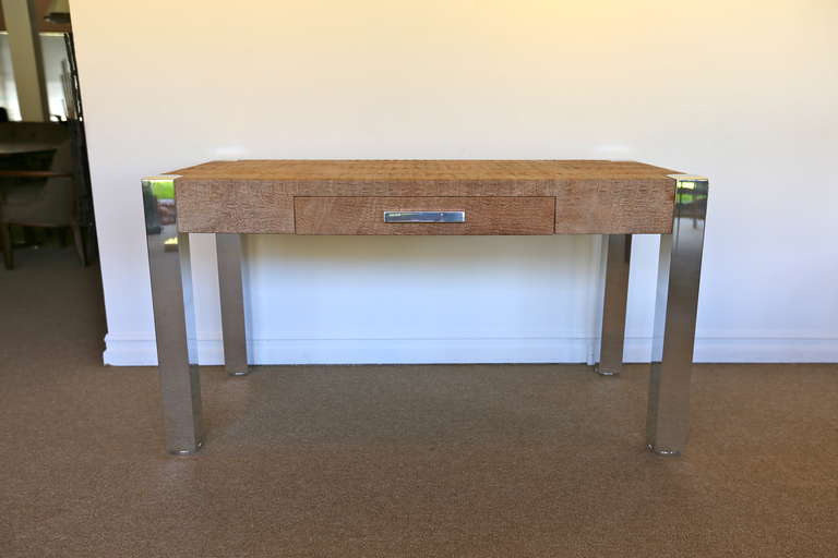 Alligator Embossed Leather Desk / Console Table.