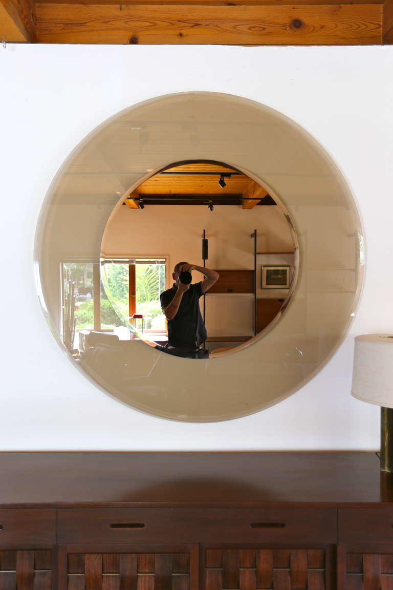 Mid-Century Modern Custom Smoked Glass Mirror