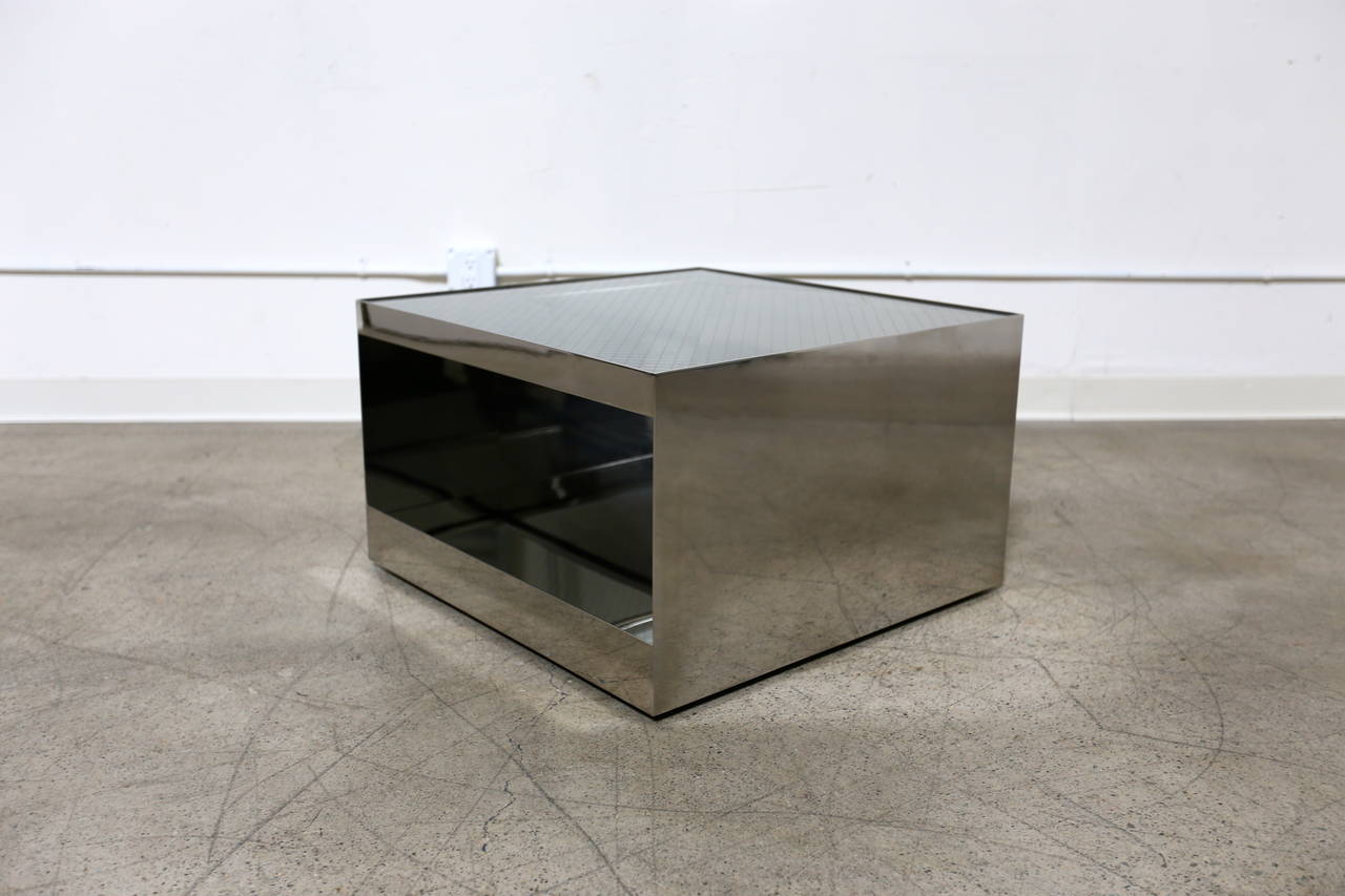 Polished stainless steel table by Joe D'urso for Knoll.