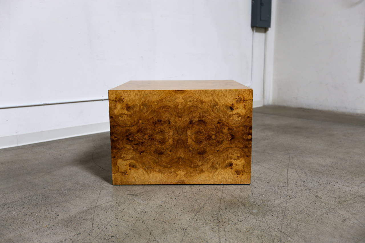 Mid-Century Modern Large Burl Wood Cube by Milo Baughman