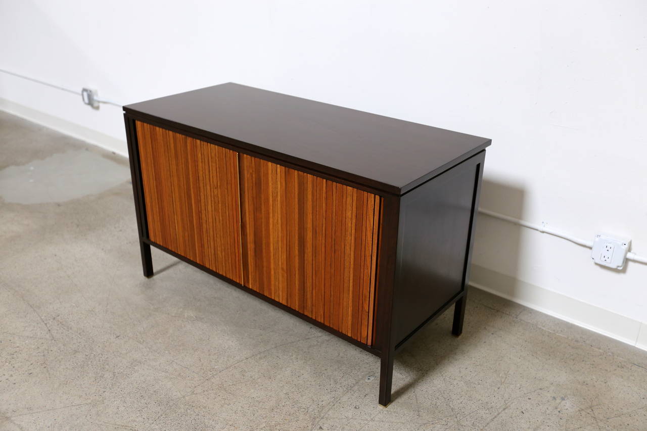 Mid-Century Modern Tambour Door Cabinet with Drop Down Desk by Edward Wormley