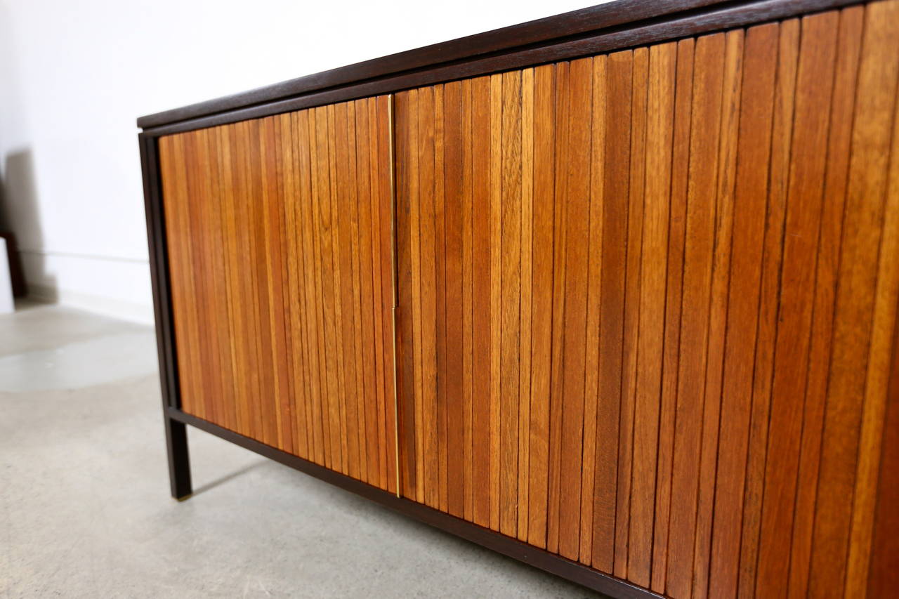 Tambour Door Cabinet with Drop Down Desk by Edward Wormley In Excellent Condition In San Juan Capistrano, CA