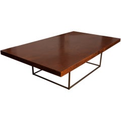 Table basse en ronce de noyer noir et bronze de Milo Baughman