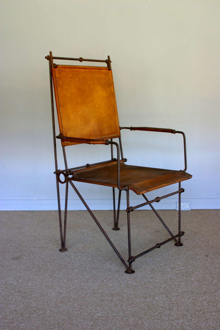 Leather & Iron Arm Chair Designed by Ilana Goor