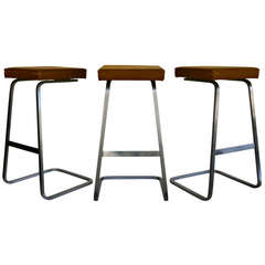 Set of Three Early Barstools by Ludwig Mies van der Rohe