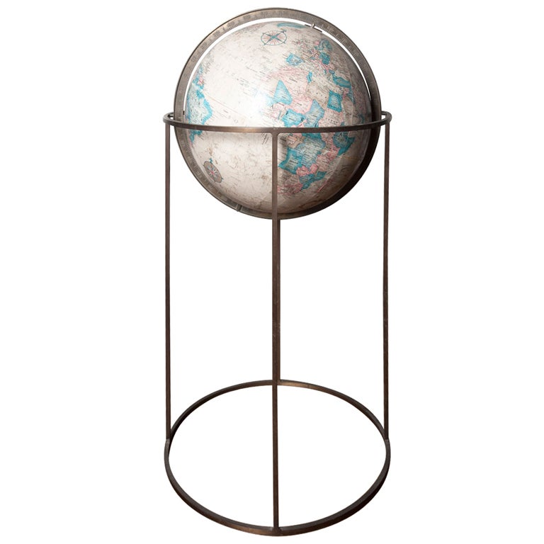 Globe On Brass Stand By Paul Mccobb at 1stDibs
