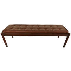 Tufted Leather Bench by Willy Beck
