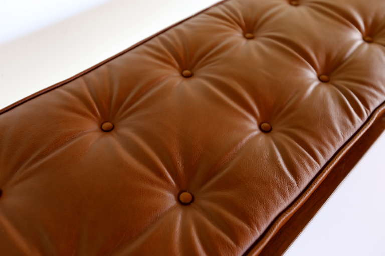 Mid-20th Century Tufted Leather Bench by Willy Beck