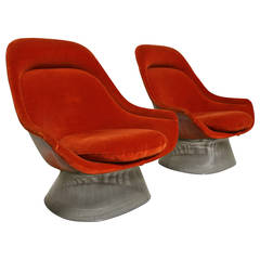 Pair of Burnt Orange Lounge Chairs by Warren Platner for Knoll, 1976
